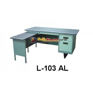 Meja Kantor Lion - Meja Kantor Besi + Meja Samping type L-103 AL