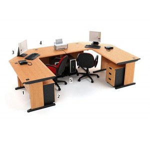 High Point Five - Meja Kantor Set Beech Workstation-5