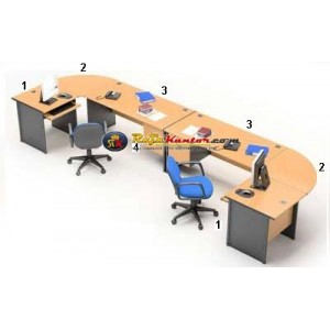 High Point One - Set Meja Kantor Beech Workstation-3