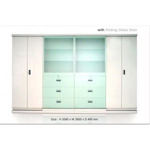 Lemari File Besi Alba With Sliding Glass Door