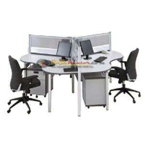 Partisi Kantor Modera Konfigurasi 3 Orang (Warna Grey)