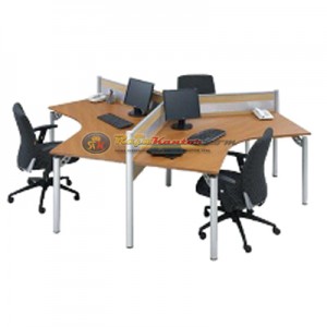 Partisi Kantor Modera Konfigurasi 3 Orang (Warna Beech)