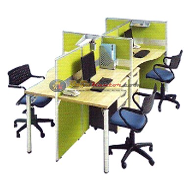 Partisi Kantor Modera Konfigurasi 4 Orang (Warna Hijau)