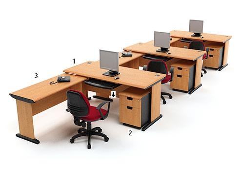 High Point Five - Meja Kantor Set Beech Workstation-6