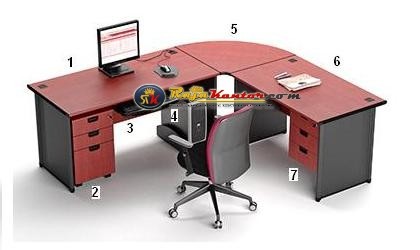 High Point One - Set Meja Kantor Mahogani Workstation-1