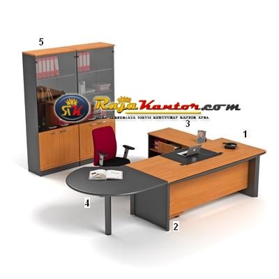 High Point Classe - Set Meja Dark Cherry Workstation-1