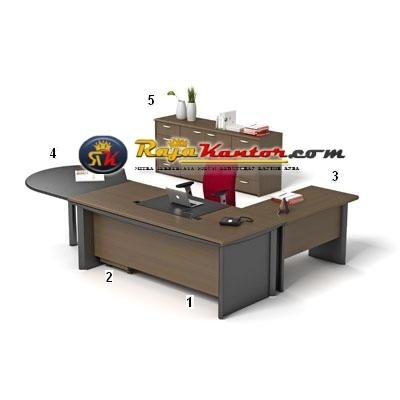 High Point Classe - Set Meja Dark Cherry Workstation-2