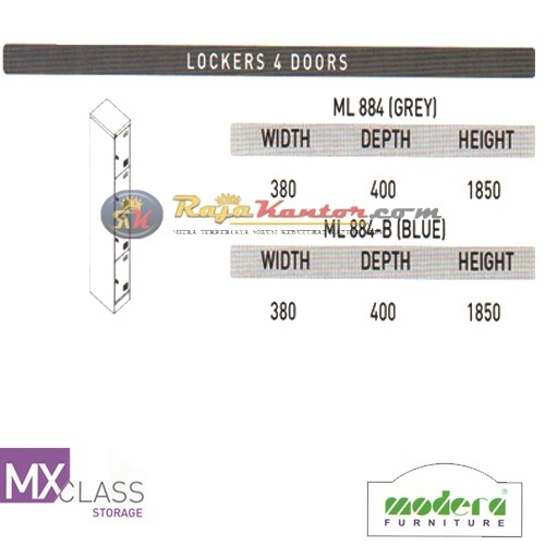Modera MX Class Locker 4 Pintu ML 884 (Grey), ML 884-B (Blue)
