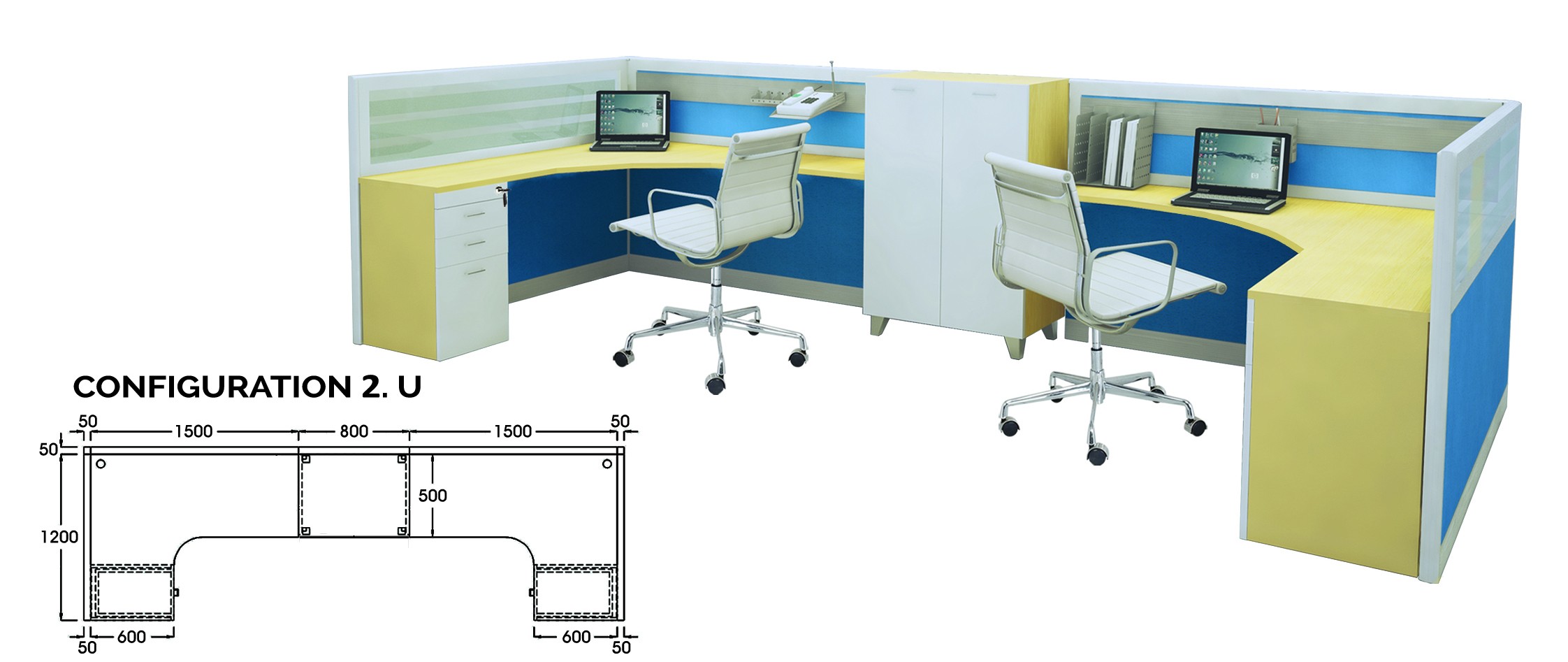 Partisi Kantor Ichiko 2 Configuration U