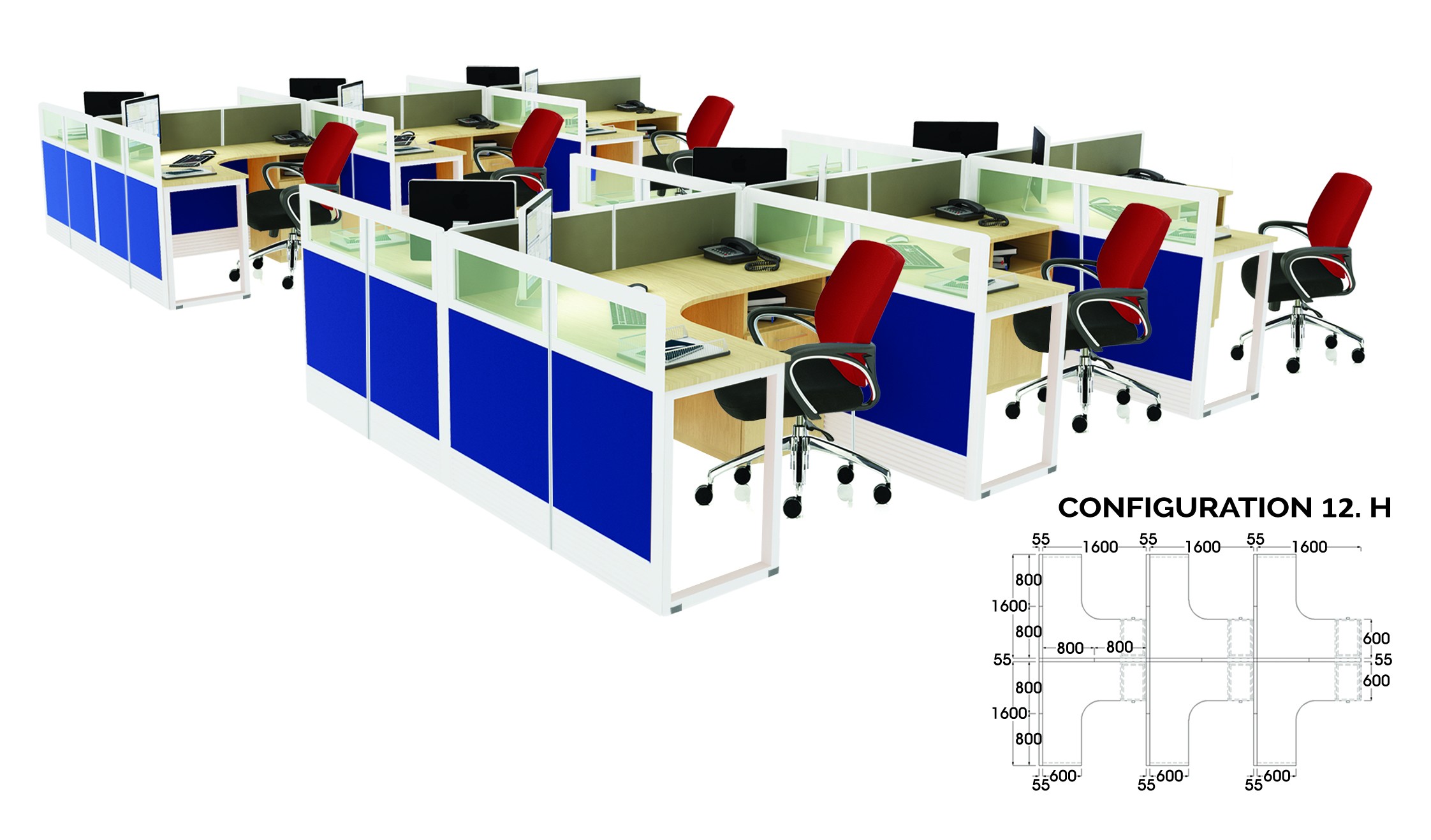 Partisi Kantor Ichiko 12 Configuration H
