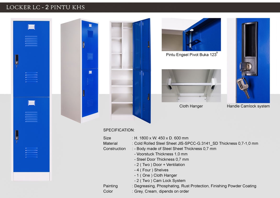 Locker Besi Alba Tanpa Kaki LC 2 Pintu KHS