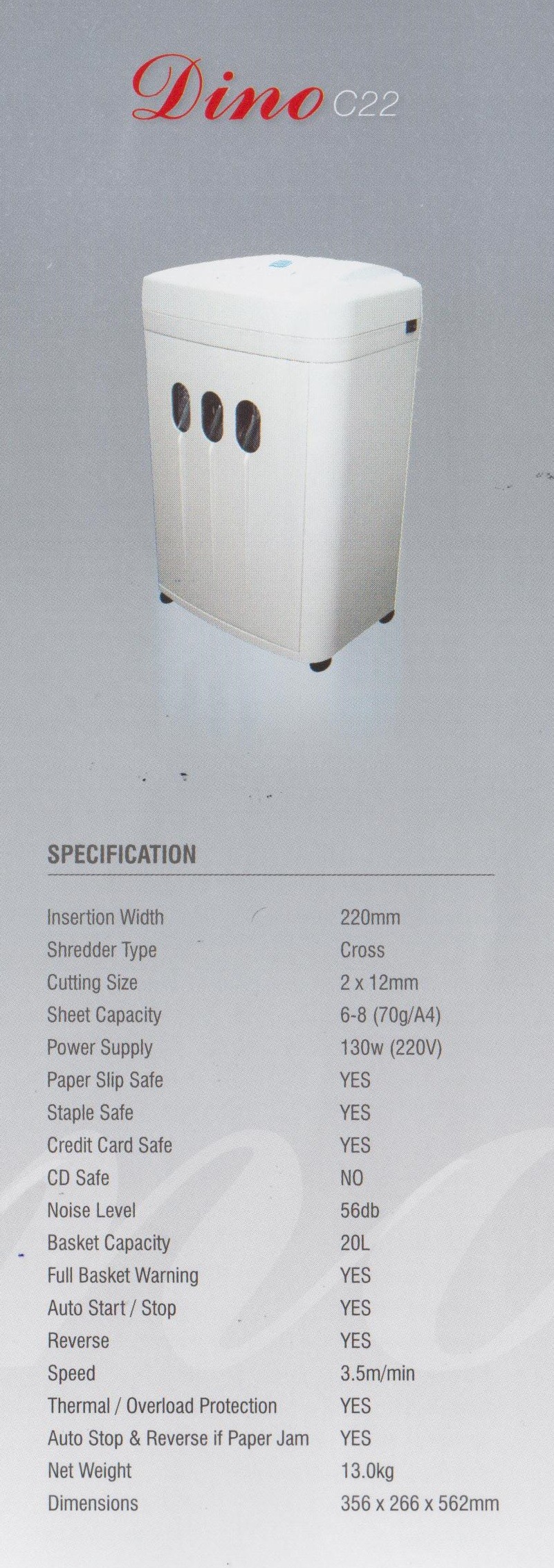 Mesin Penghancur Kertas Dino C22