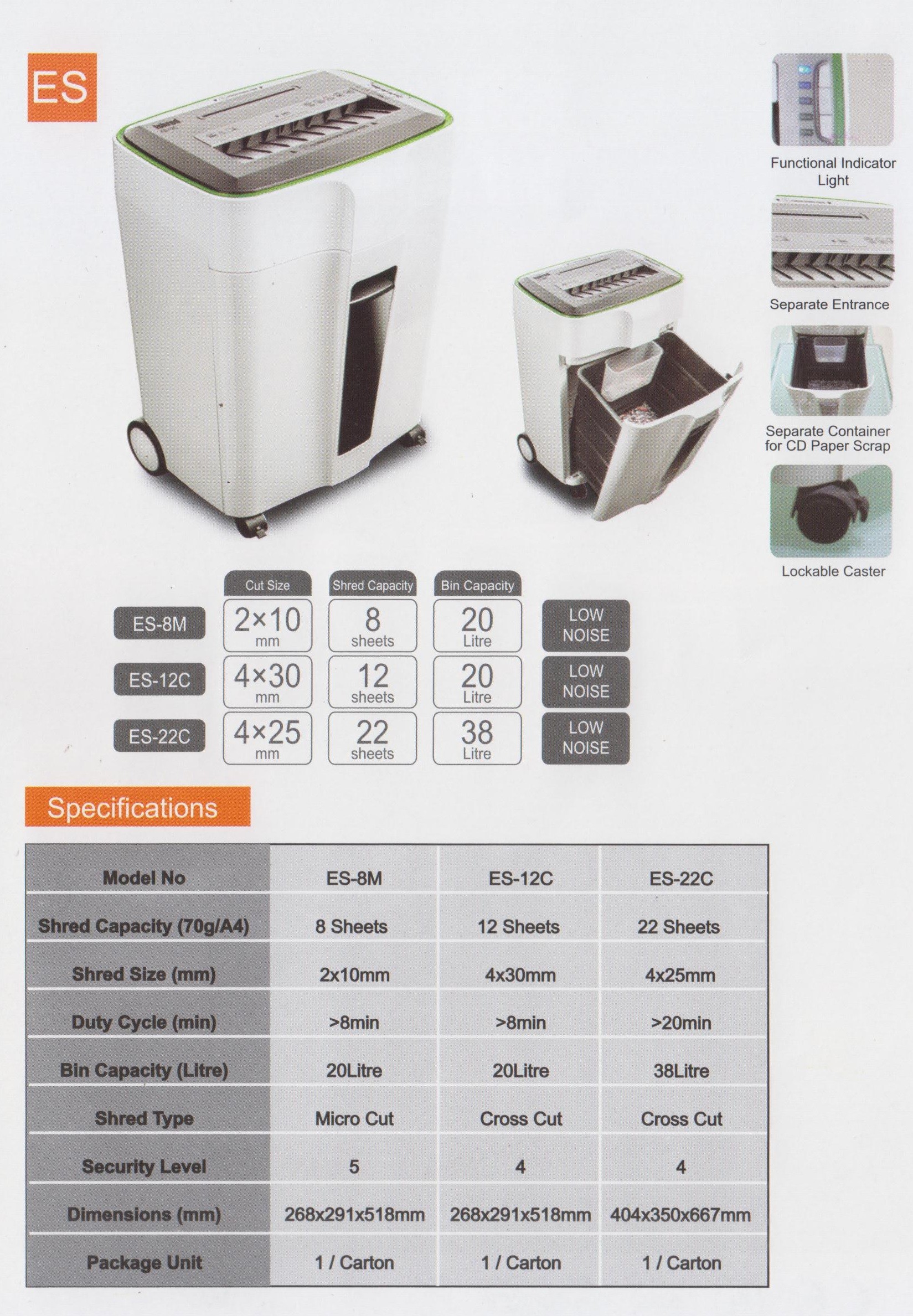 Mesin Penghancur Kertas Ishred ES-8M