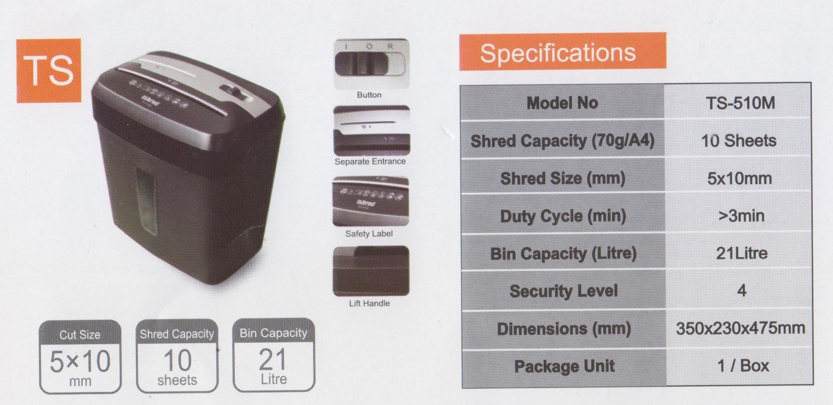 Mesin Penghancur Kertas Ishred TS-510M