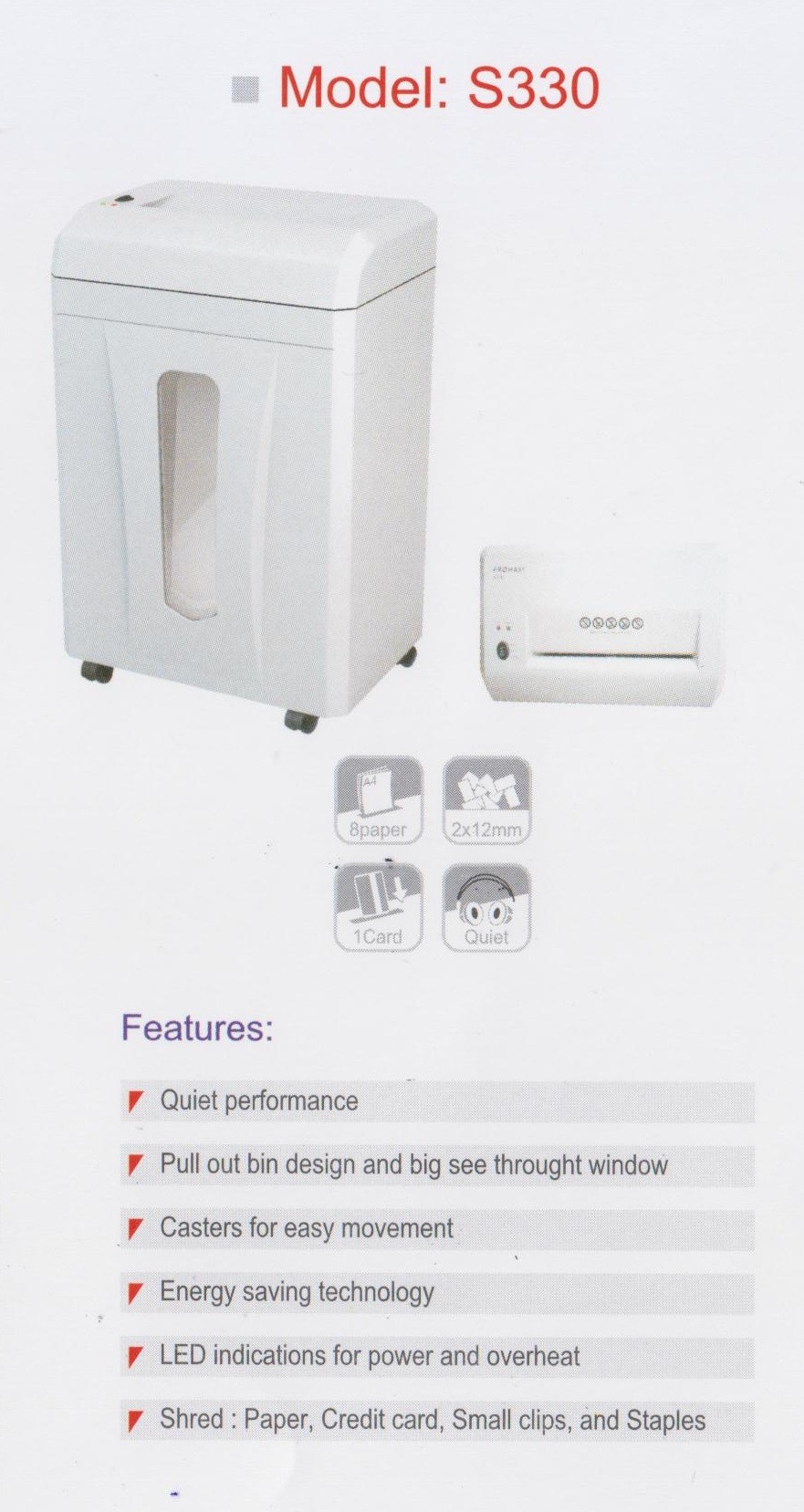 Mesin Penghancur Kertas Promaxi S330