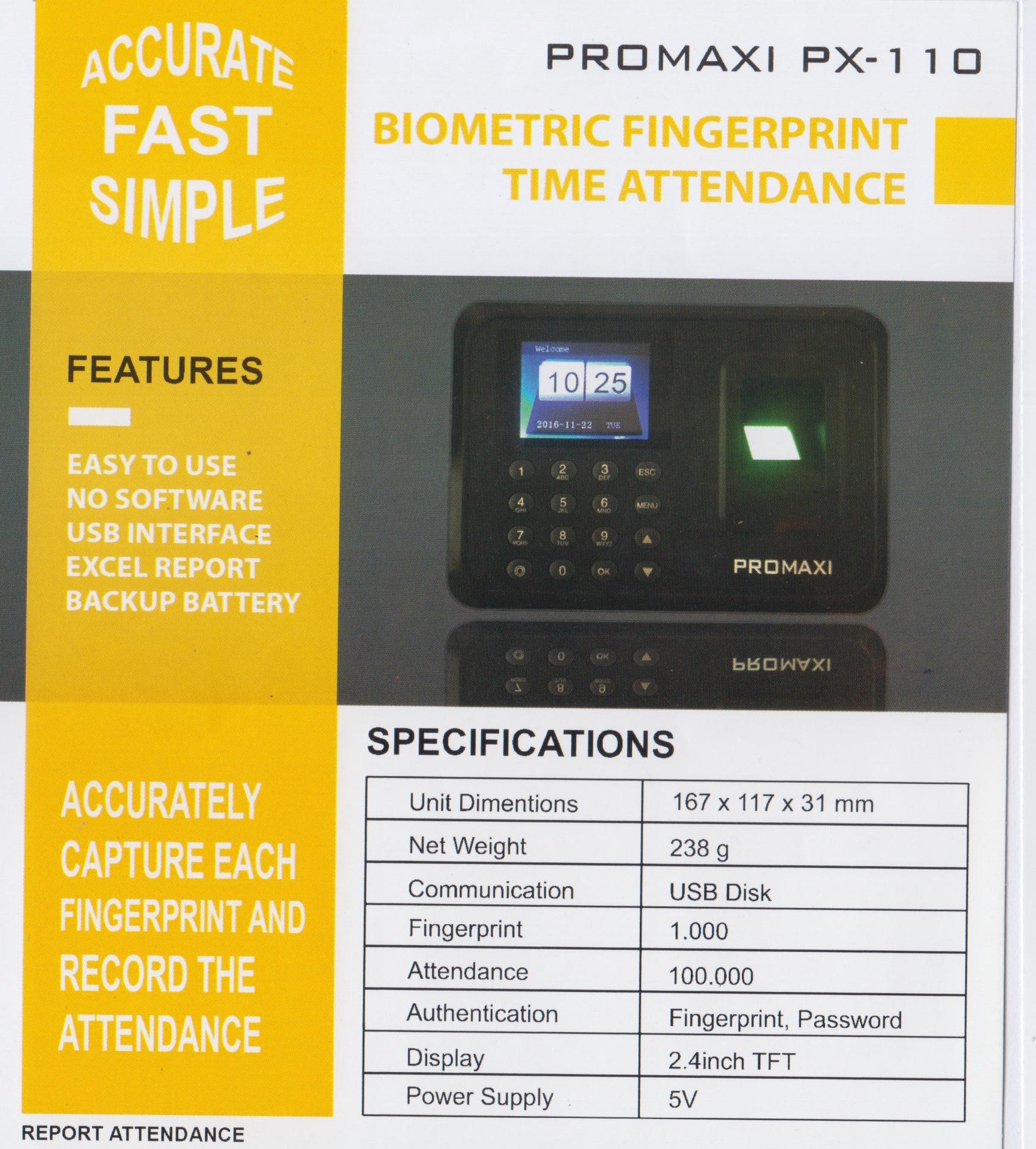 Mesin Absensi Promaxi PX-110