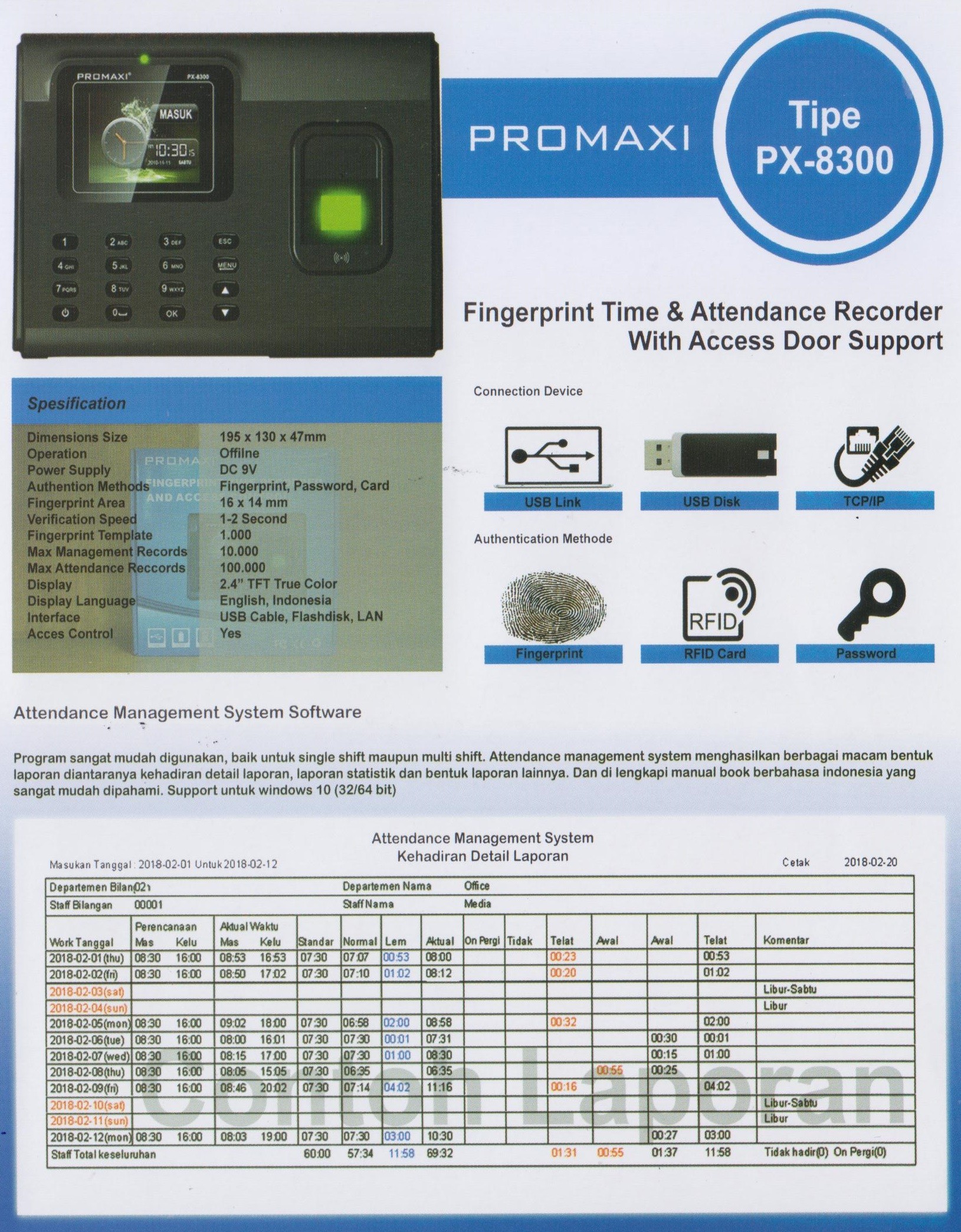 Mesin Absensi Promaxi PX-8300