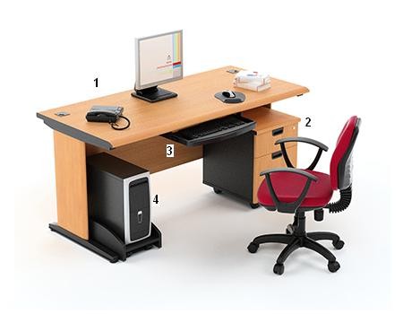 High Point Five - Meja Kantor Set Cherry Workstation-1