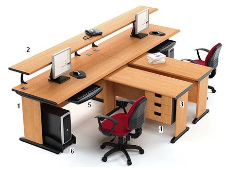 High Point Five- Meja Kantor Set Beech Workstation-4