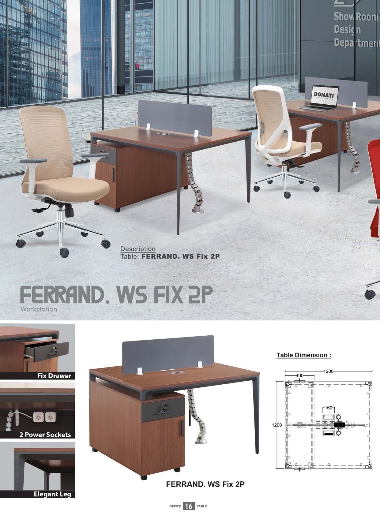 Meja Kantor Donati Ferrand WS FIX 2P