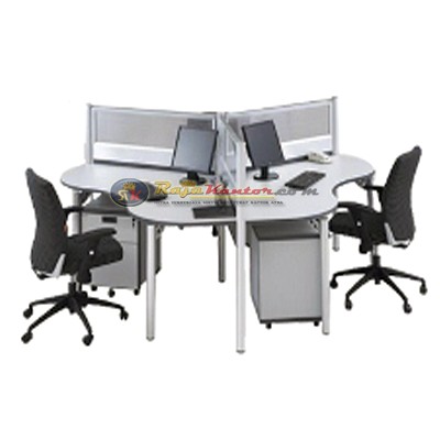 Partisi Kantor Modera Konfigurasi 3 Orang (Warna Grey)