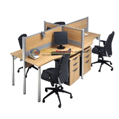 Partisi Kantor Modera Konfigurasi 4 Orang (Warna Maple)